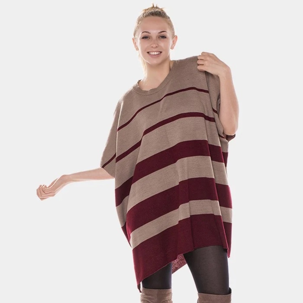 Striped Oversized Poncho Sweater